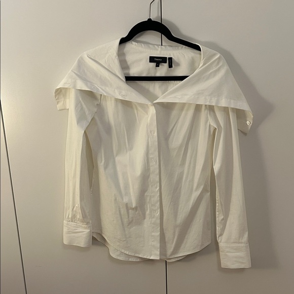 Theory Doherty Stretch Cotton Sailor Shirt In White - Picture 2 of 3